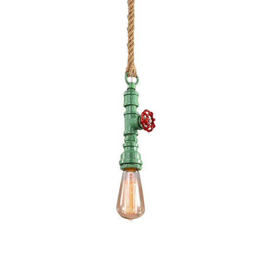 Iron Industrial Style Pipe Ceiling Light Fixture Red/Blue Finish Stairway Suspended Green