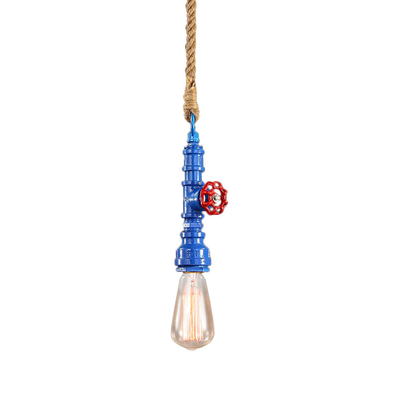 Iron Industrial Style Pipe Ceiling Light Fixture Red/Blue Finish Stairway Suspended Blue