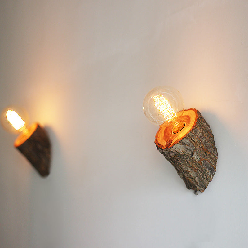 Mini Wood Wall Sconce Lodge Lighting For Living Room: Single Light