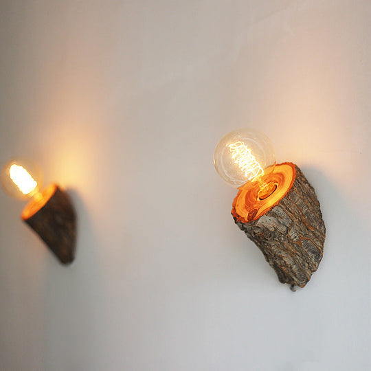 Mini Wood Wall Sconce Lodge Lighting For Living Room: Single Light