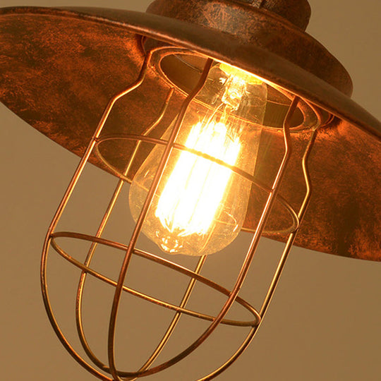 Wire Guard Hanging Light With Pipe Design - 2-Light Weathered Copper Iron Island Lighting

Note: