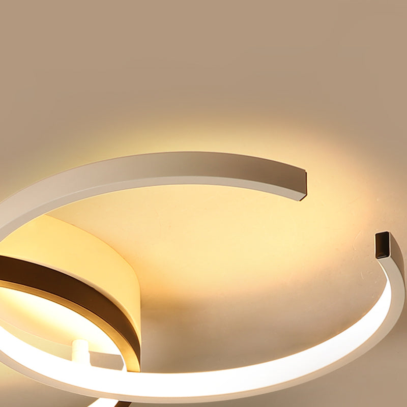 Black And White C-Shaped Led Ceiling Light - Simplicity Acrylic Semi Flush Fixture In Warm/Natural