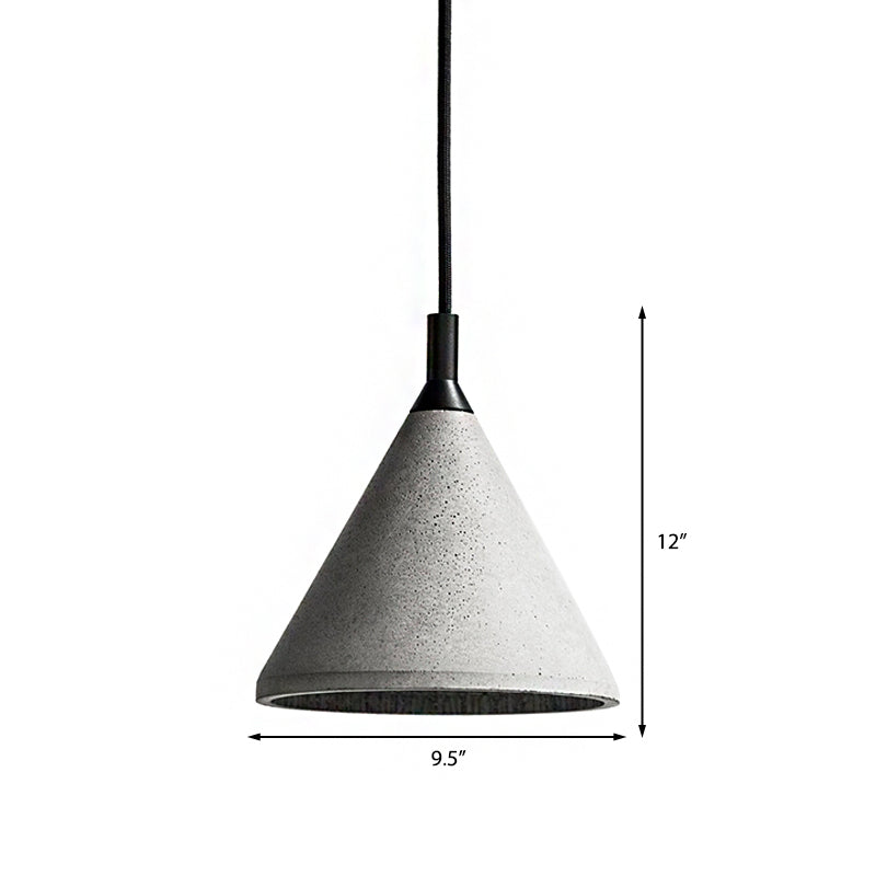 Industrial Style Gray Cement Cone Hanging Lamp - Adjustable Pendant Lighting for Living Room