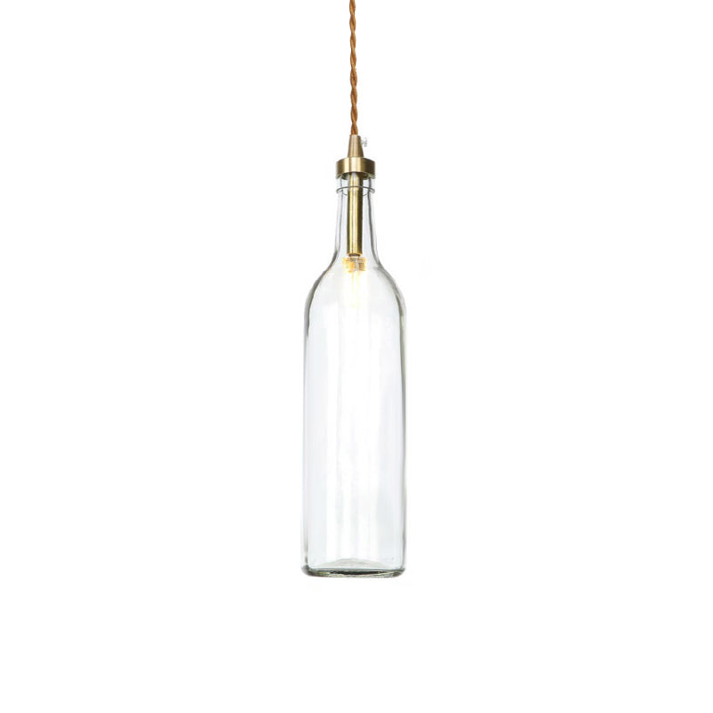 Smoke Grey/Green Industrial Wine Bottle Hanging Lamp - Adjustable Cord Pendant Light