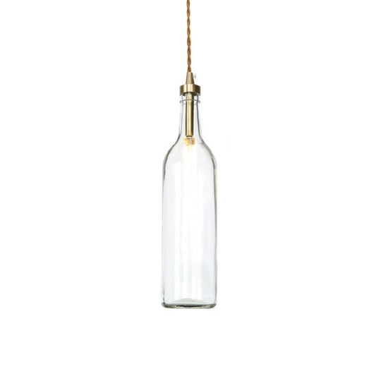 Smoke Grey/Green Industrial Wine Bottle Hanging Lamp - Adjustable Cord Pendant Light