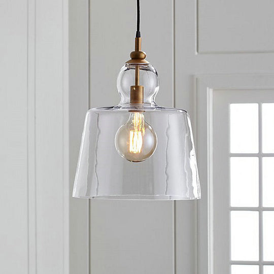 Upside-Down Clear Glass Pendant Light with Gold/Chrome Finish for Industrial Settings