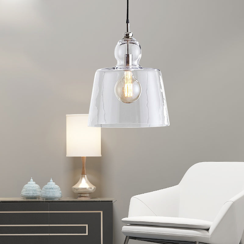 Upside-Down Clear Glass Pendant Light with Gold/Chrome Finish for Industrial Settings