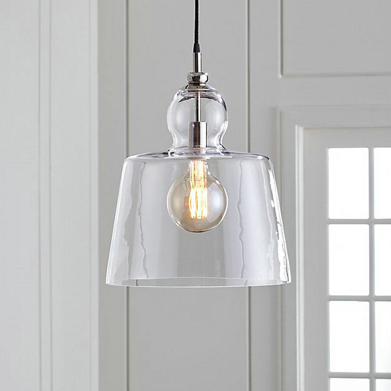 Upside-Down Clear Glass Pendant Light with Gold/Chrome Finish for Industrial Settings