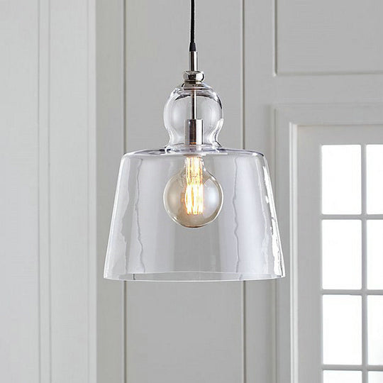 Upside-Down Trifle Pendant Light - Industrial Style Clear Glass Gold/Chrome