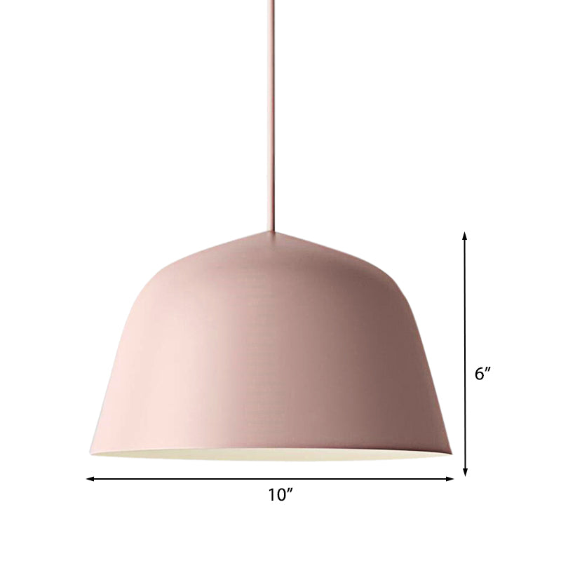 Nordic Style Dome Hanging Shade Ceiling 1 Light Metal Pendant Lamp in Black/Green for Bedroom