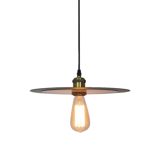 Metal Pendant Light - Circular Shade, Loft Style, Brass Finish, 1-Light Ceiling Fixture for Kitchen