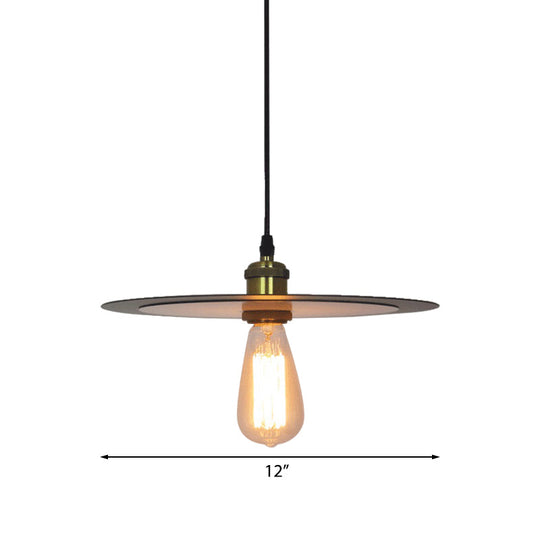 Metal Pendant Light - Circular Shade, Loft Style, Brass Finish, 1-Light Ceiling Fixture for Kitchen