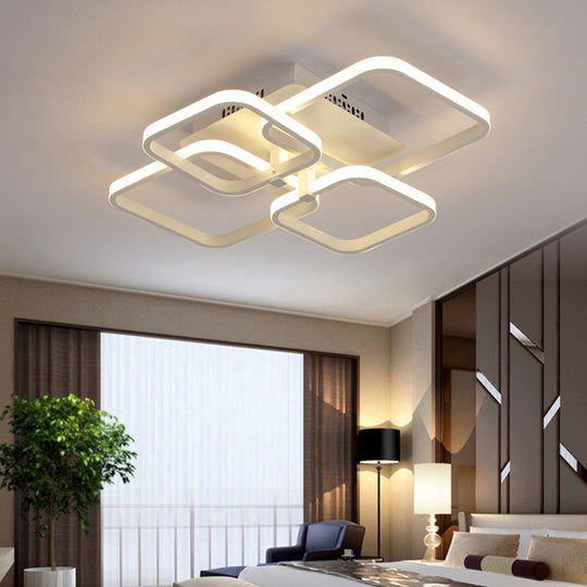 Modern Geometric Flush Light Acrylic Led Ceiling - 4/6/8 Lights Warm/White 4 / White Warm