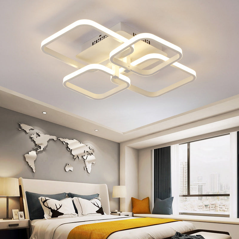 Modern Geometric Flush Light Acrylic LED Ceiling Light - 4/6/8 Lights, Warm/White