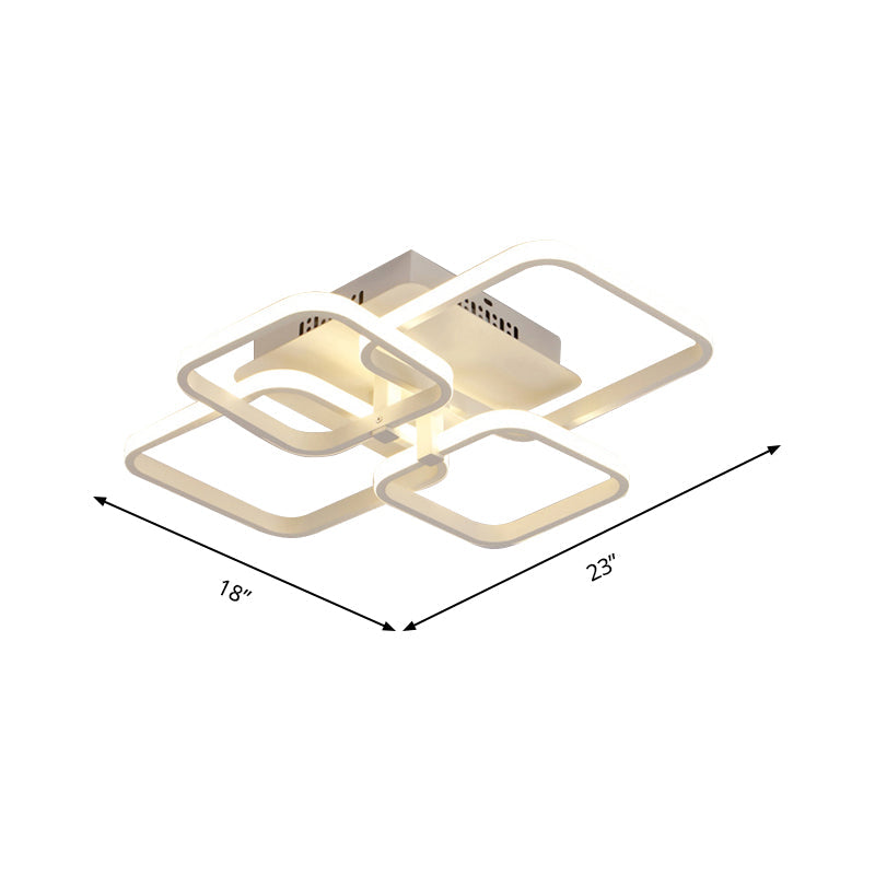 Modern Geometric Flush Light Acrylic Led Ceiling - 4/6/8 Lights Warm/White