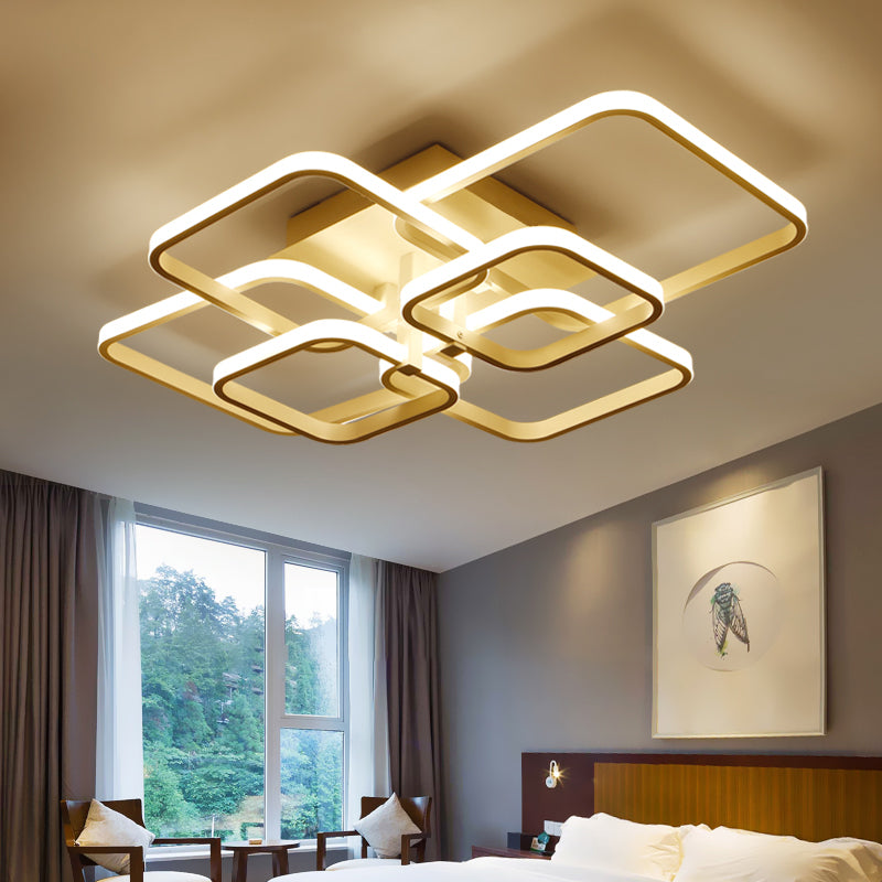 Modern Geometric Flush Light Acrylic LED Ceiling Light - 4/6/8 Lights, Warm/White