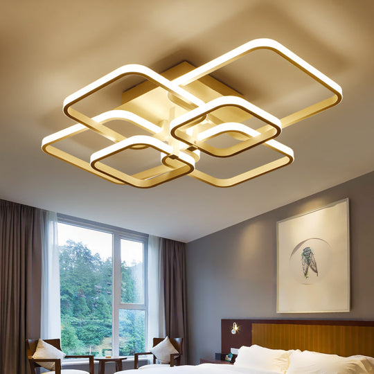 Modern Geometric Flush Light Acrylic LED Ceiling Light - 4/6/8 Lights, Warm/White