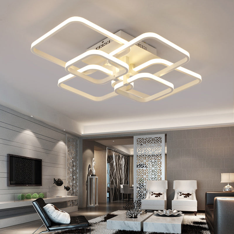 Modern Geometric Flush Light Acrylic Led Ceiling - 4/6/8 Lights Warm/White