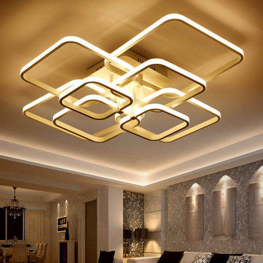 Modern Geometric Flush Light Acrylic LED Ceiling Light - 4/6/8 Lights, Warm/White