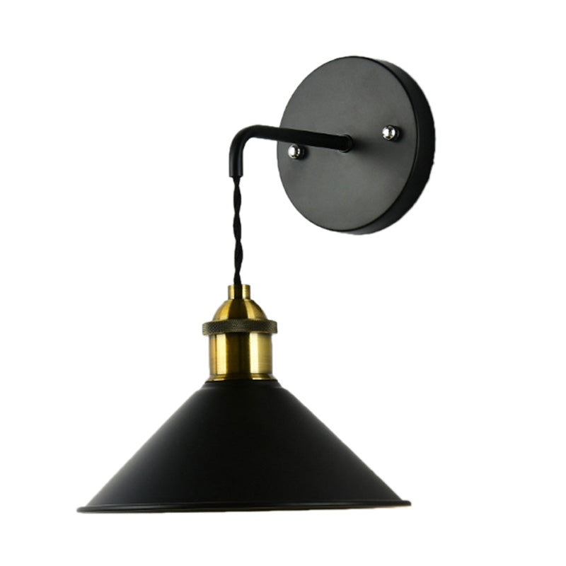 Industrial Style Black Wall Sconce Light For Dining Table - 1 Head Conical Shade