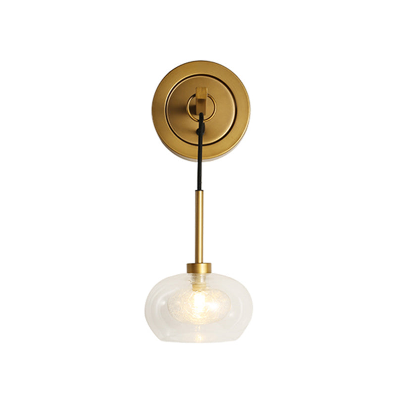 Industrial Clear Glass Oval Wall Light Fixture With Brass Sconce Lamp - Perfect For Living Room