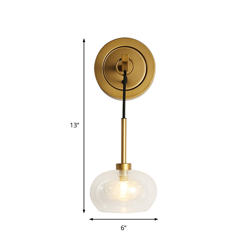 Industrial Clear Glass Oval Wall Light Fixture With Brass Sconce Lamp - Perfect For Living Room