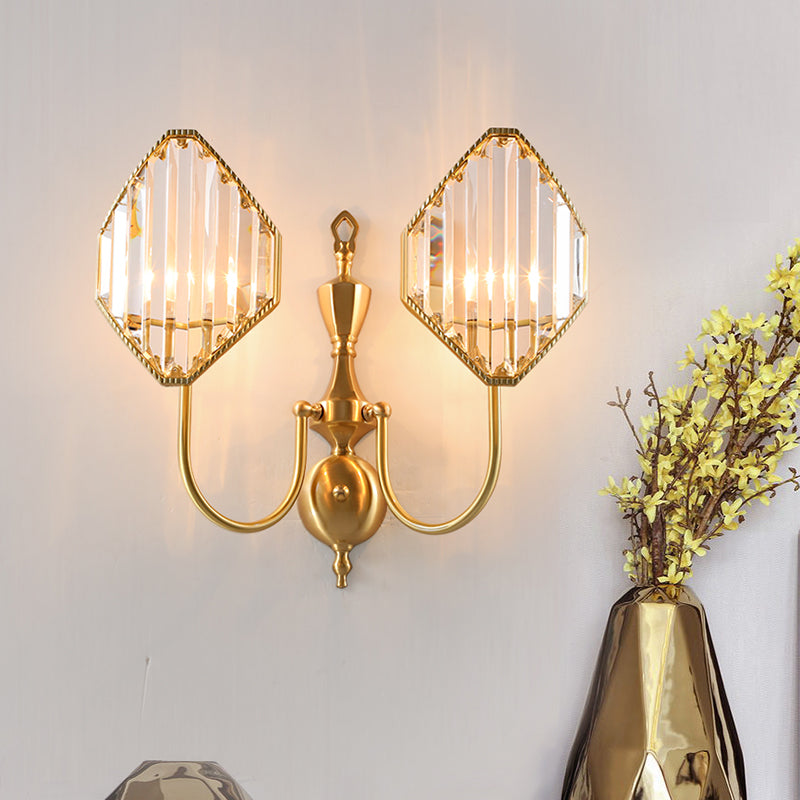 Crystal Prism Wall Mount With Gold Rhombus Shade - Modern Lighting