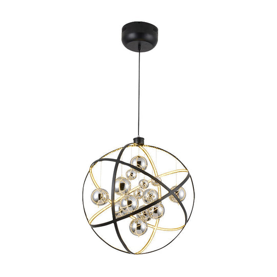 Sleek Chrome Glass Chandelier Light: 19.5/31.5 Modern Spherical Pendant Led Warm/White Light -