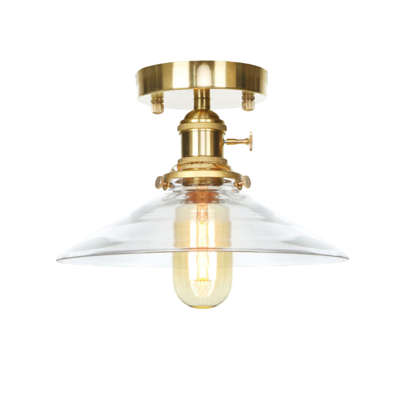 Industrial Clear/Amber Glass Semi Flush Ceiling Light Fixture for Living Room