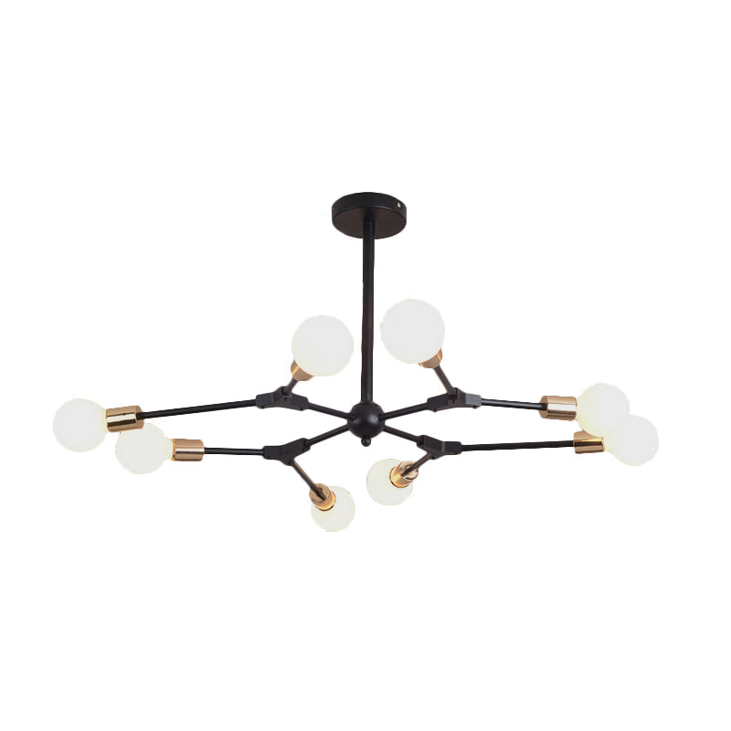 Retro Style Black Branch Suspension Light With 6 Or 8 Metallic Lights - Bedroom Chandelier Lamp