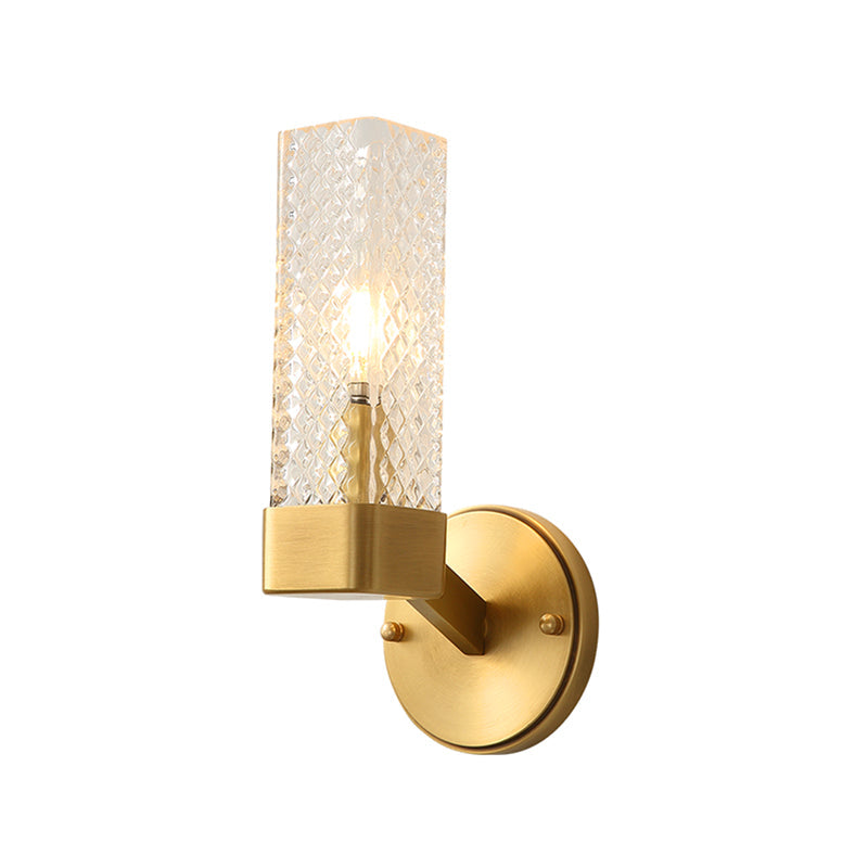 Modern Brass Glass Cubic Wall Lamp - Stylish 1-Light Fixture For Living Room