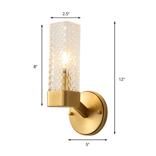 Modern Brass Glass Cubic Wall Lamp - Stylish 1-Light Fixture For Living Room