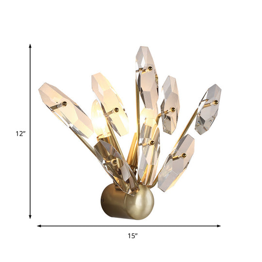 Contemporary Sputnik Wall Sconce With Clear Crystal Prism Bulbs In Brass Finish