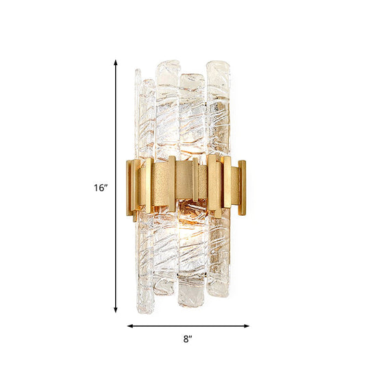 Contemporary Crystal Prism Wall Mount Light With 2 Bulbs - Clear Lamp For Living Room