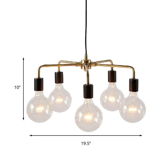 Gold Metallic Industrial Chandelier - Multi Light Living Room Hanging Fixture