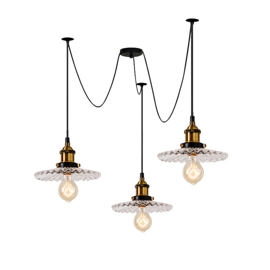 Monica - Vintage 3/5-Light Multi Pendant with Radial Wave Shade Ribbed Glass Vintage Dining Room Hanging Light Fixture