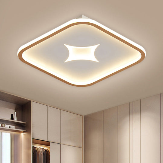 Modern Metallic Led Flush Ceiling Light In Black/Gold - Round/Rectangle White Available 3 Sizes Gold