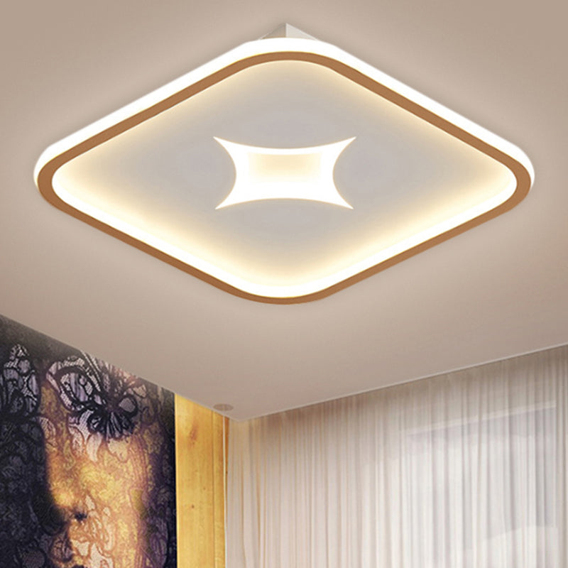 Modern Metallic Led Flush Ceiling Light In Black/Gold - Round/Rectangle White Available 3 Sizes