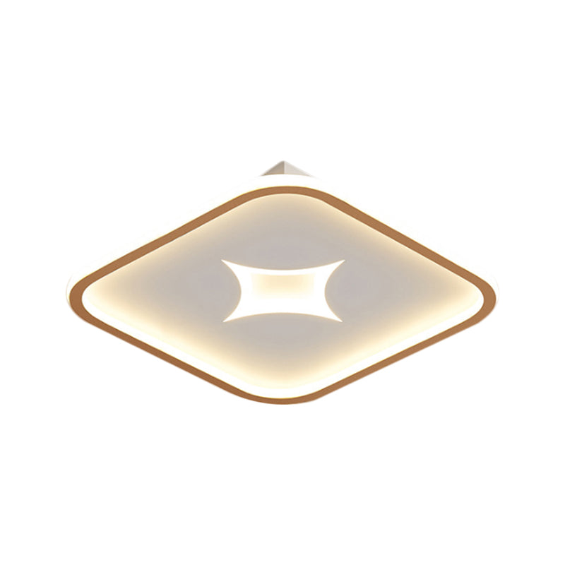 Modern Metallic Led Flush Ceiling Light In Black/Gold - Round/Rectangle White Available 3 Sizes