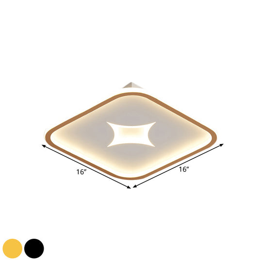 Modern Metallic Led Flush Ceiling Light In Black/Gold - Round/Rectangle White Available 3 Sizes