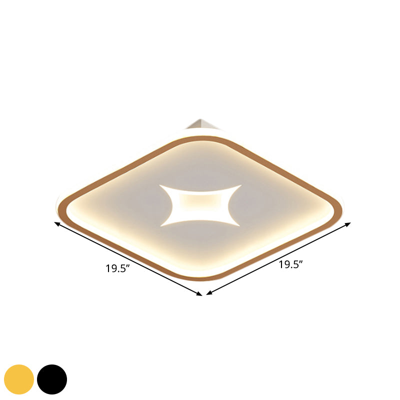 Modern Metallic Led Flush Ceiling Light In Black/Gold - Round/Rectangle White Available 3 Sizes