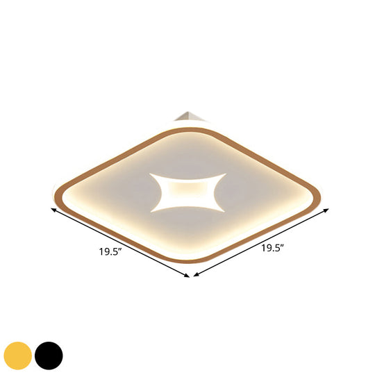 Modern Metallic Led Flush Ceiling Light In Black/Gold - Round/Rectangle White Available 3 Sizes