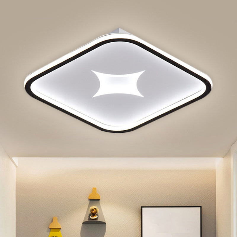 Modern Metallic Led Flush Ceiling Light In Black/Gold - Round/Rectangle White Available 3 Sizes