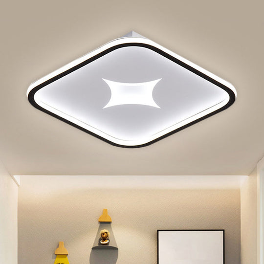 Modern Metallic Led Flush Ceiling Light In Black/Gold - Round/Rectangle White Available 3 Sizes