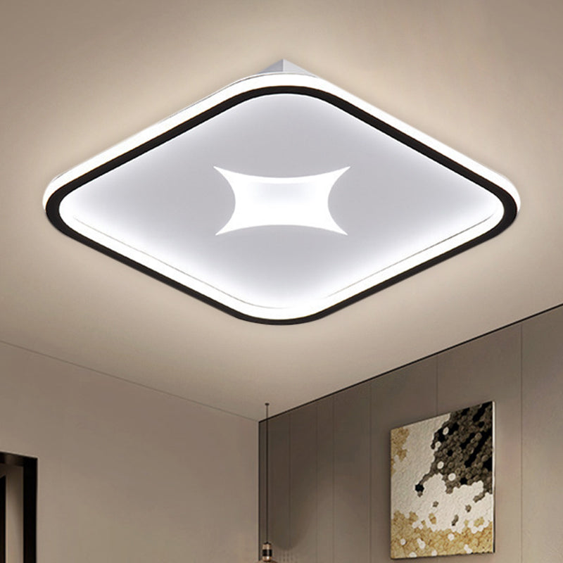 Modern Metallic Led Flush Ceiling Light In Black/Gold - Round/Rectangle White Available 3 Sizes