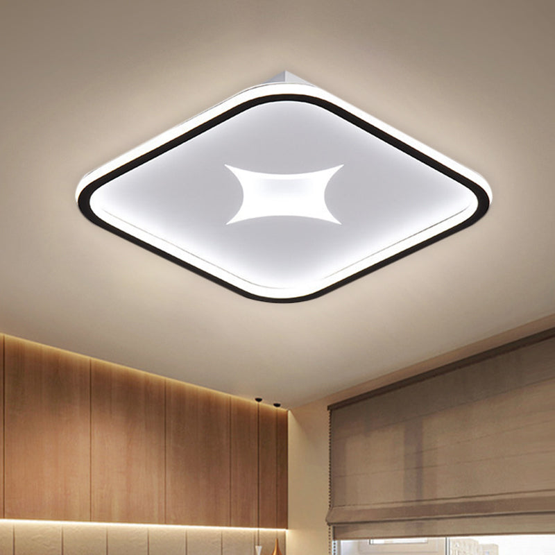 Modern Metallic Led Flush Ceiling Light In Black/Gold - Round/Rectangle White Available 3 Sizes