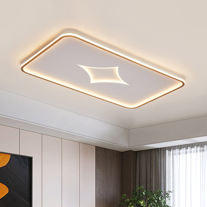 Modern Metallic Led Flush Ceiling Light In Black/Gold - Round/Rectangle White Available 3 Sizes Gold