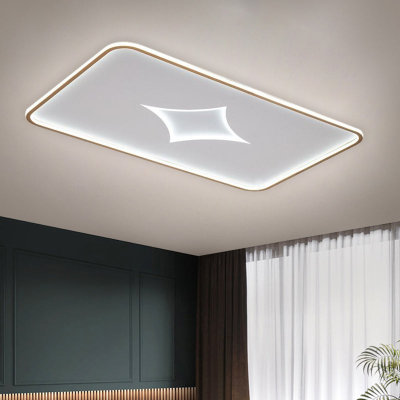 Modern Metallic Led Flush Ceiling Light In Black/Gold - Round/Rectangle White Available 3 Sizes