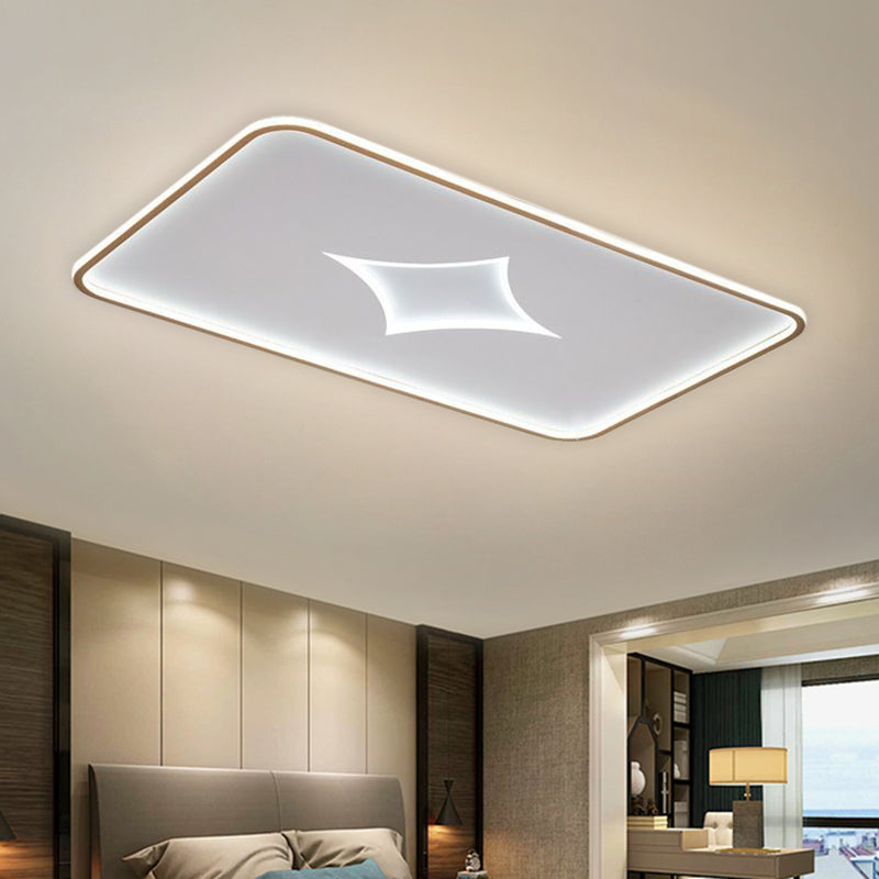 Modern Metallic Led Flush Ceiling Light In Black/Gold - Round/Rectangle White Available 3 Sizes