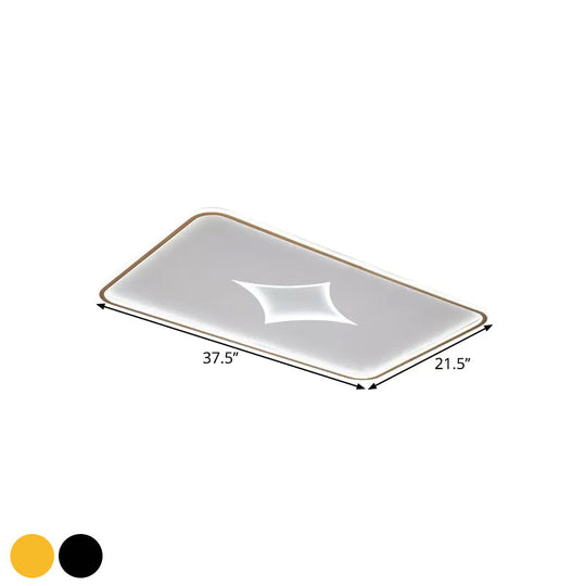 Modern Metallic Led Flush Ceiling Light In Black/Gold - Round/Rectangle White Available 3 Sizes